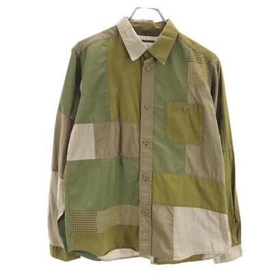 WHITE MOUNTAINEERING feito no Japão Camisa patchwork de manga comprida 1 Cáqui Masculino Usado