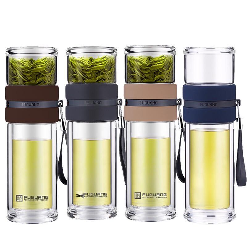 Fuguang Double-Walled Glass Tea Infuser Mug, 240ML