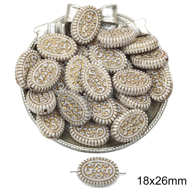 

Акриловые бусины Барокко Ретро Золотые в форме цветка Плоские круглые бусины для изготовления ювелирных изделий DIY браслеты ожерелье 18x26mm 10pcs