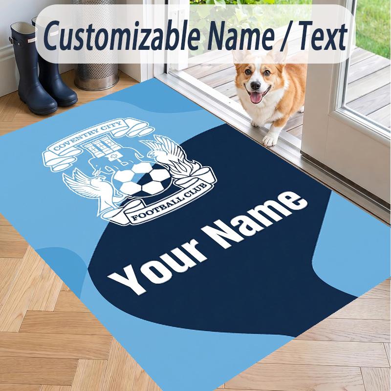 Custom Text Printed Rug Coventry City FC Non Slip Floor Carpet For Home Room Decor