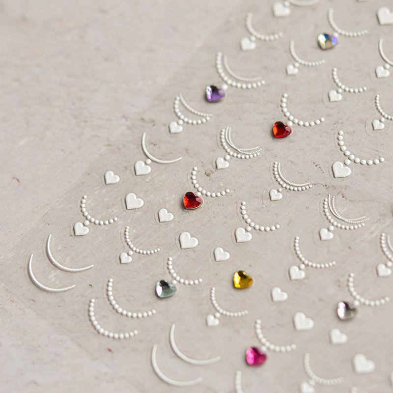 

Bright Crystal Bronzing French Style Heart Necklace Nail Sticker Tomoni Relief Best Selling Laser Nail Sticker Decorations White Heart Necklace 3908