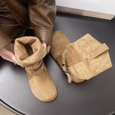 Retro Suede Western Cowboy Boots Martin Boots Women's Shoes 2025 New Spring and Autumn Two Wear Korean Small Short Boots Versatile