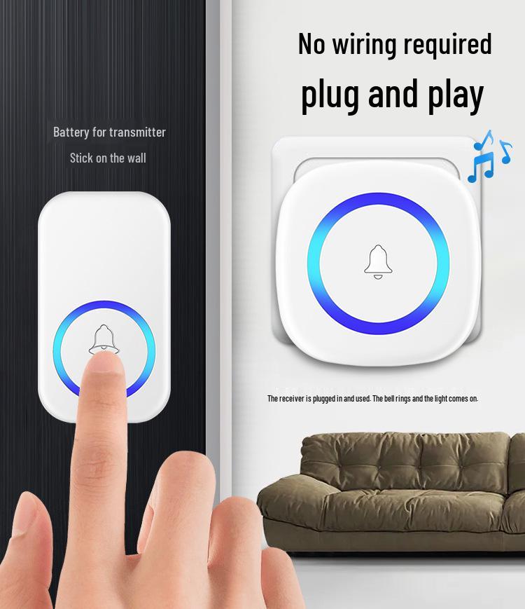 US/UK/EU Two-in-One Wireless Doorbell with Long-Range Remote and Elderly Call Function