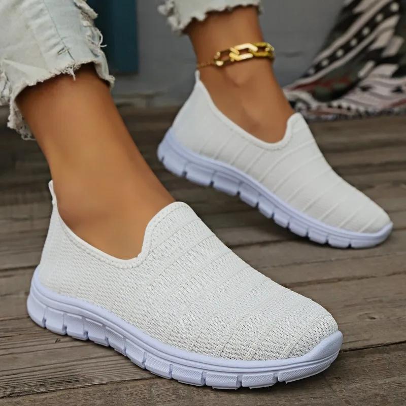2024 Summer Sneakers Slip on Flat Shoe Women's Casual Loafers Walking Shoe Outdoor Mesh Soft Bottom Sports