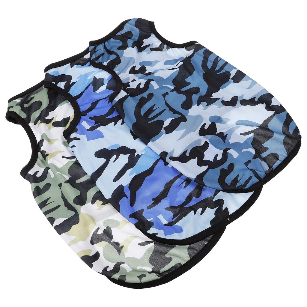 3Pcs Dog Camouflage Vest Puppy Clothes Pet Apparel Stylish Dirt-Resistant Stretchable Pullover Shirts for Summer Travel Birthday
