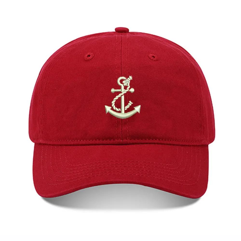 Lyprerazy Baseball Hat Boat Anchor Unisex Embroidery Baseball Cap Washed Cotton Embroidered Adjustable Cap
