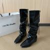 New khaki suede inner heightening boots, western knight boots modified legs, stacked high boots for women