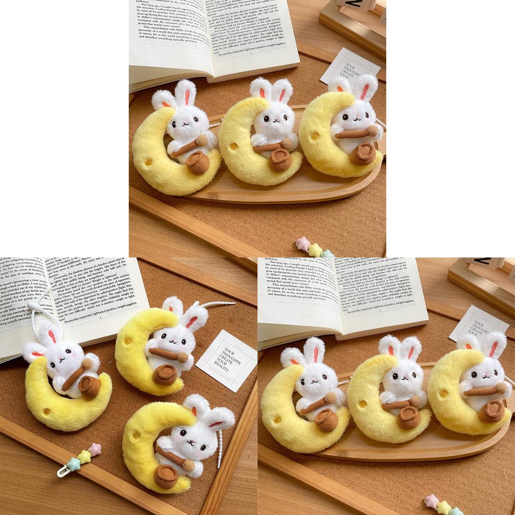 Plush Moon Rabbit Keychain With Pp Cotton Filling For Midautumn Festival Gift