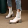 Qirui shoes Thick-soled Chelsea boots, leather inside and outside, simple and elegant