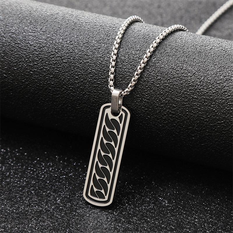 European and American Men s Simple Black Oil Dripping Non-fading Necklace Hip-hop Trendy Brand Versatile 60CM
