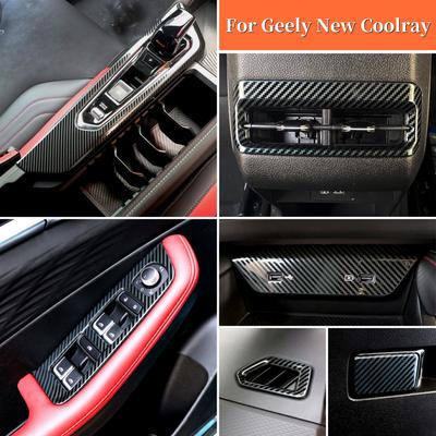For Geely New Coolray 2023 2024 Restyling Car Styling Stainless Steel Carbon Fiber Pattern Protective Patch Sticker Accessories