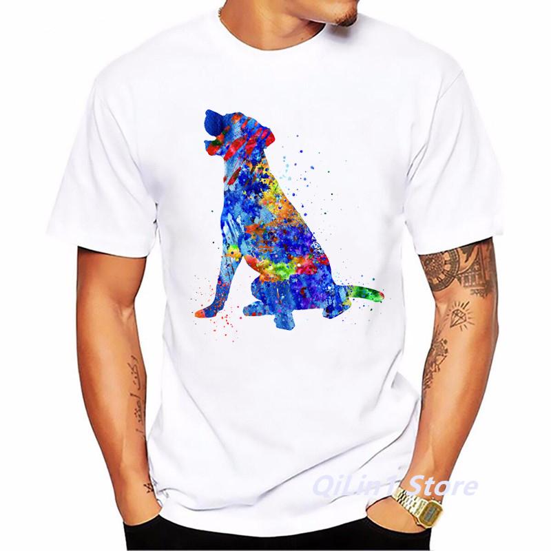 Watercolor Labrador Dog Animal Print TShirt MenS Clothing 2024 Funny Tshirt Homme Harajuku Kawaii Clothes T Shirt Hombre
