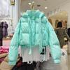 2026 Winter Womens Loose Cotton Puffer Hooded Coat Drawstring Hem Short Warm Jacket