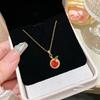 Elegant French Orange Fruit Pendant Necklace for Women - Fresh, Sweet Style, Versatile Clavicle Chain