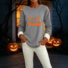 Women's Lined Long Sleeve Neck Top with Halloween Print for Winter Daily Wear