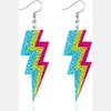 80s Neon Earrings for Women Acrylic Lightning Bolt Drop Earrings Retro 90s Glow Party Neon Jewelry for Halloween Costume Outfit