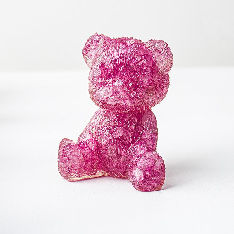 Crystal Resin Bear Desk Ornament With Natural Water Crystals For Home Office Decor