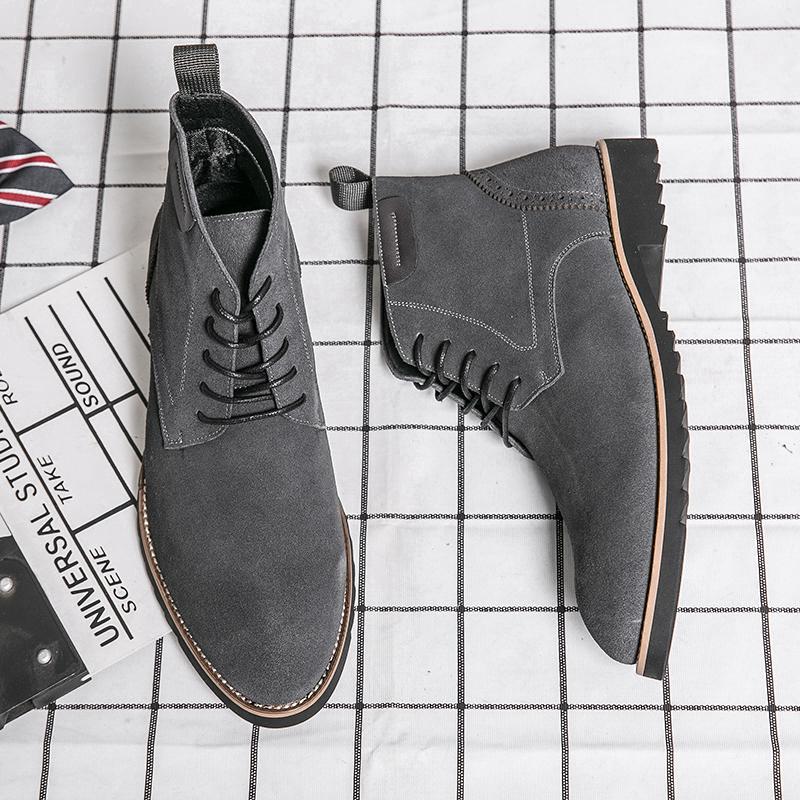 High Tops New Winter Fashion Suede Leather Lace Up Ankle Boots Men's Casual Luxury Designer Shoes Zapatos Hombre