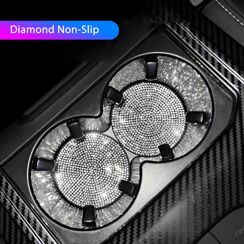 Multifunctional Car Diamond Coaster Water Cup Slot Non-Slip Mat Silica Pad Cup Holder Mat Auto Interior Decoration Accessories