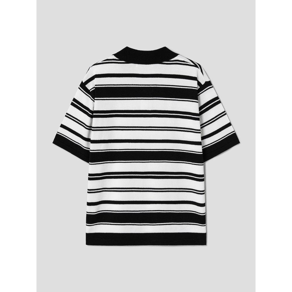 8SECONDS Modified Striped Collar Short Sleeve Knit Black (424651Ly25)