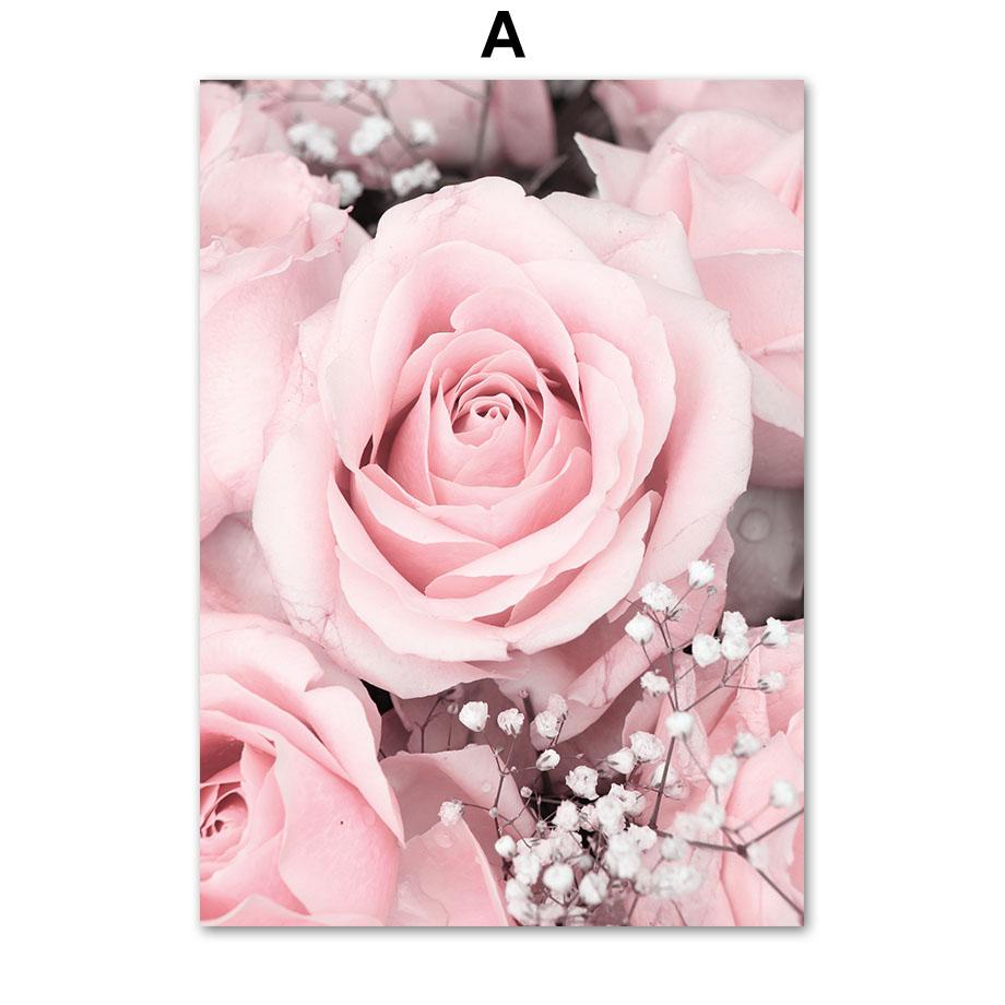 Pink Rose Paris Tower Posters and Prints Vintage Car Macaron Cake Wall Art Canvas Painting Wall Pictures for Living Room Decor