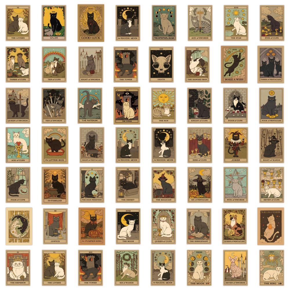 110 Cat Tarot Stickers Refrigerator Washing Machine Luggage Skateboard Cabinet Cup Waterproof Stickers