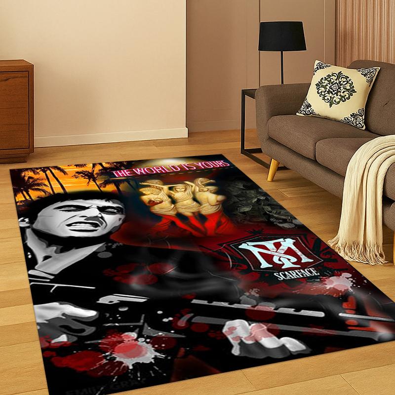 

3D Ковер Scarface Классический Фильм Тони для Спальни Гостиной Дивана Игровой Комнаты Придверный Коврик Домашний Декор, Детская Игровая Зона Ковер Нескользящий 40x60cm