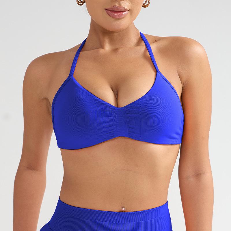 Dfyne Stoßfester Neckholder-Sport-BH mit Brustpolster - High-Intensity-Yoga-Camisole für Damen