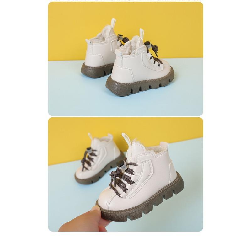 Children's Winter Warm Snow Boots Fashion Non-slip Waterproof Children's Cotton Boots Leather Top Waterproof and Thick Cotton Shoes for Students