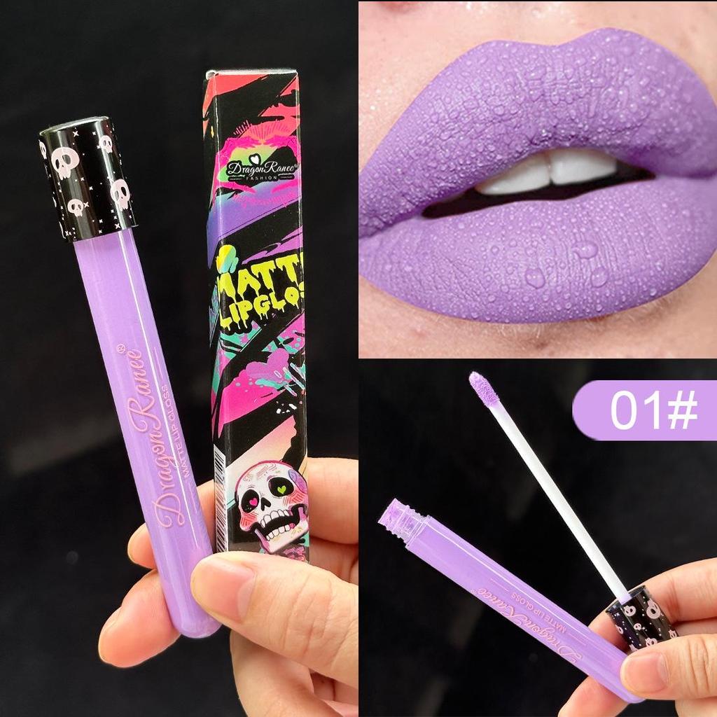 DragonRanee Vampire Matte Lip Glaze - Waterproof Halloween Retro Lipstick In White & Black