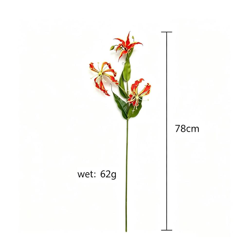 Artificial Gloriosa Lifelike Lily Stem Faux for Floral Arrangements