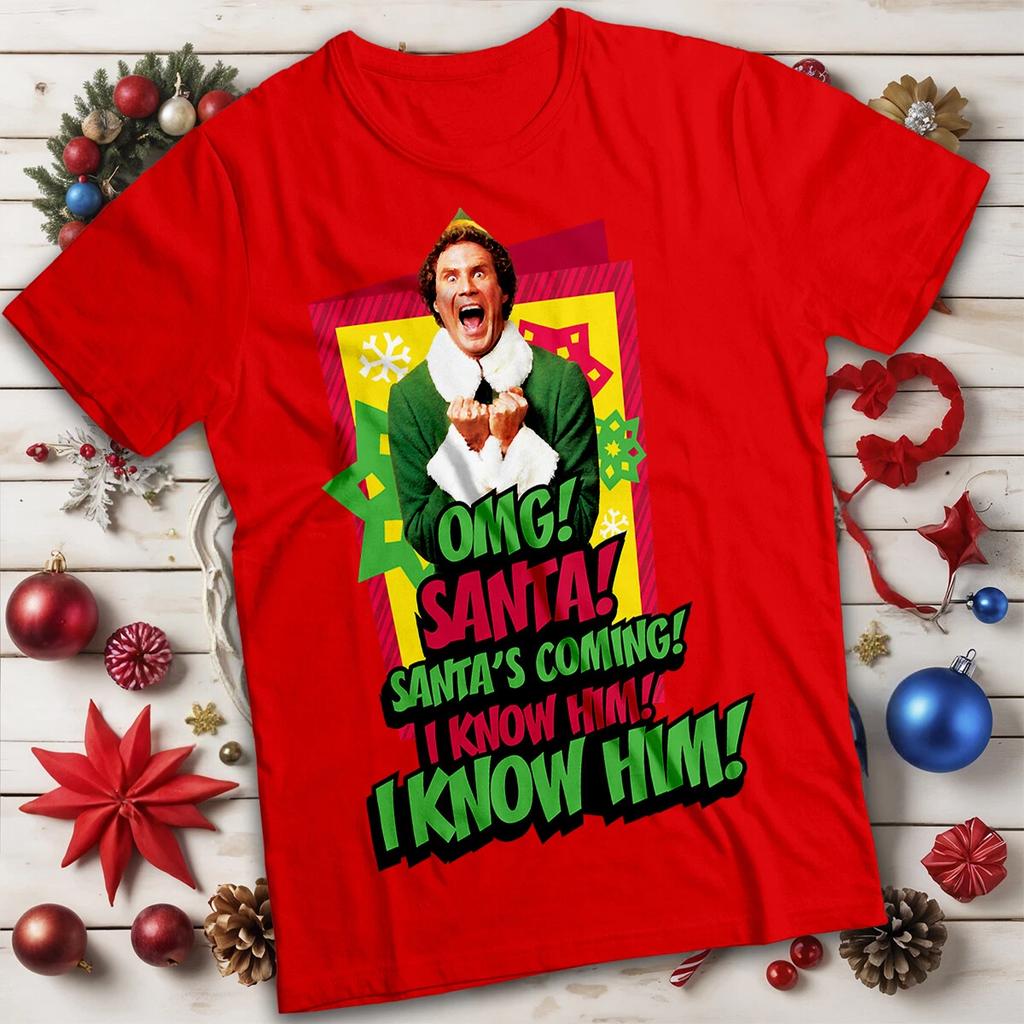 Funny Mens and Womens Elf Red and White Christmas T-Shirt Tee #MC