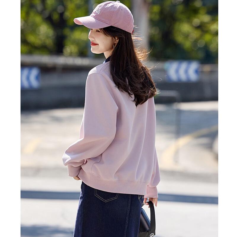ZOSOUL Women's Pink-Purple Bear Print Pullover Sweatshirt