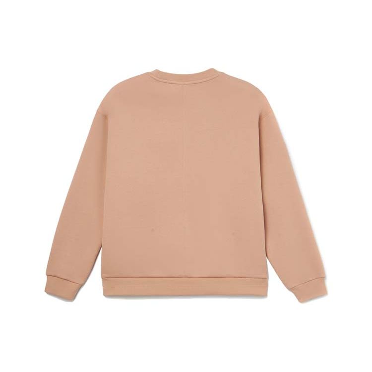 Li Ning Fitness Series Logo Print Solid Color Loose Round Neck Pullover Sweatshirt Women sweatshirt Sugar-Coffee AWDR874-4