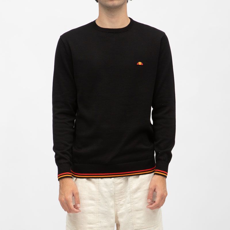 Pull noir avec liserés orange et rouge Homme ELLESSE