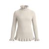 Girls' Color Knit Top with Lace Collar - Casual Pullover for Daily Wear