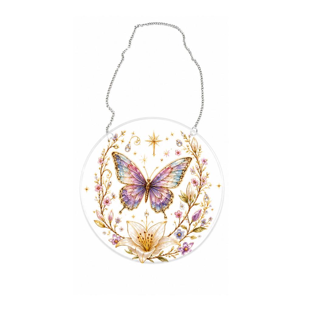 2D Acrylic Hanging Home Decor with and Butterfly Design - Flat Acrylic Wall for Living Room, Bedroom, Decoration