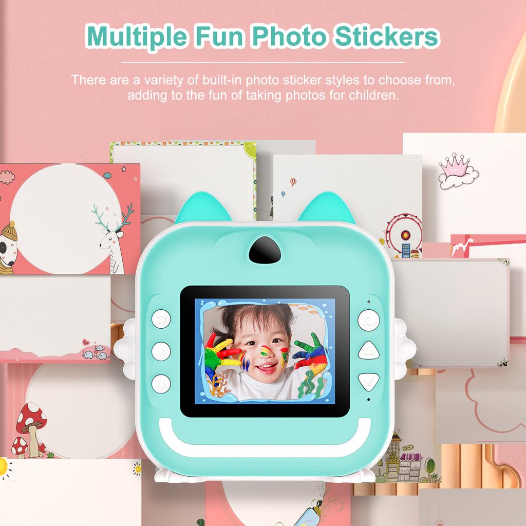MISIRUN Kids Camera Instant Print Boys Girls Gift Children Digital Video Camera Photo Thermal Printing 32G Card Educational Toys