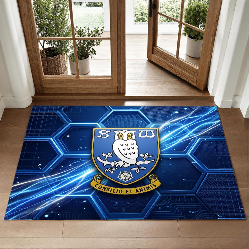 Sheffield Wednesday Football Design Crystal Velvet Rug Soft Decorative Mat for Bedroom Entrance