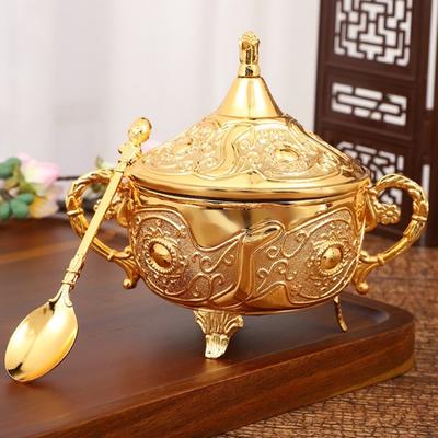 Azucarero Estilo Europeo, Aleación Con tapa y Cuchara Recipiente para Especias Condimentos Organizador de Sal, Tarro para Granos de Café, Decorativo de Cocina