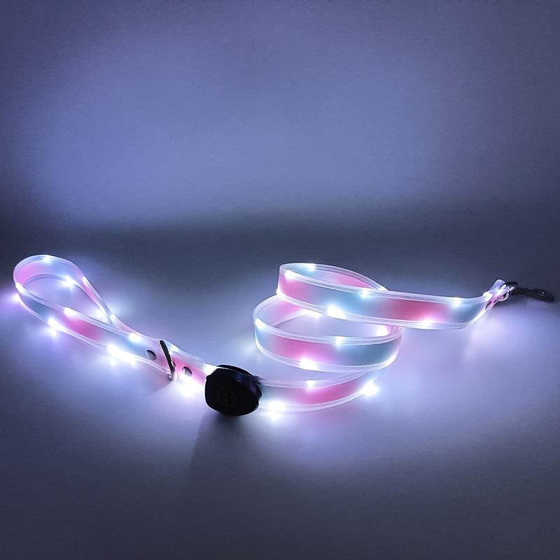 LED Leuchthalsband USB-Aufladung Haustierhalsband mit Licht PVC Geflochtenes Gurtband Hundeleine Leuchtendes Hundehalsband