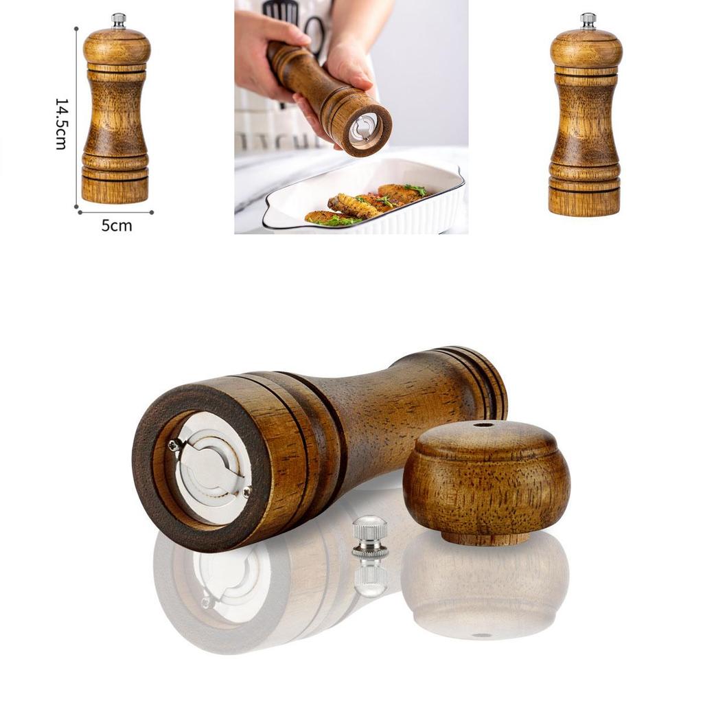 Cooking And Salt Pepper Grinder Hand Movement Oak Wood Pepper Mill Tool Kitchen