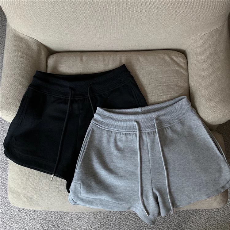 1116 Summer Black Drawstring Casual Sports Shorts Women's Skinny High Waist Versatile Home Pants Hot Pants Women's Outer Wear