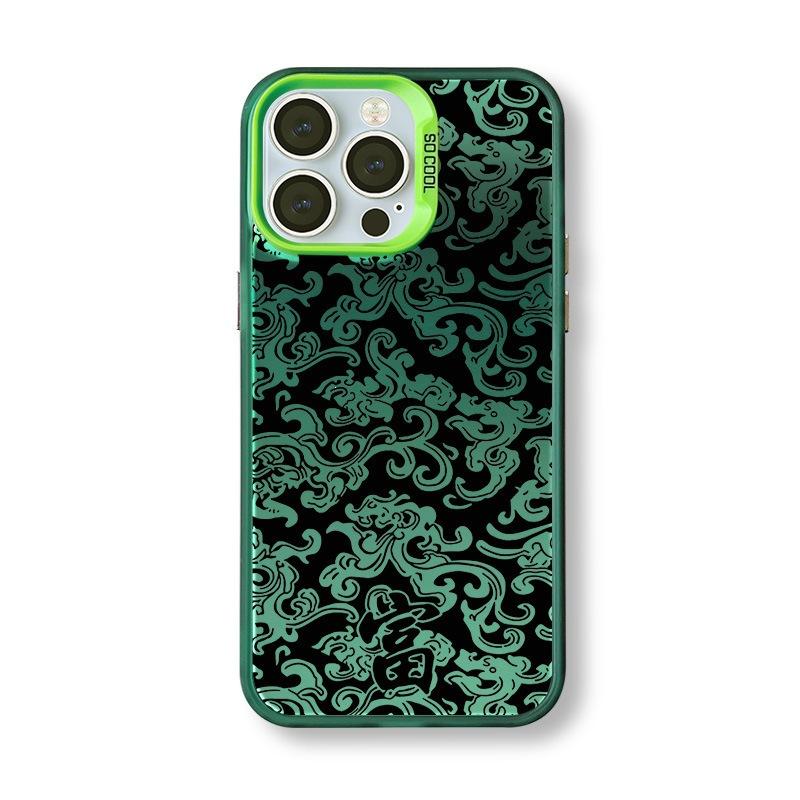 Dragon Pattern Rich Character Is Suitable for Apple 16 Mobile Phone Case Iphone15plus New 14promax Premium 13 Color Silver Case
