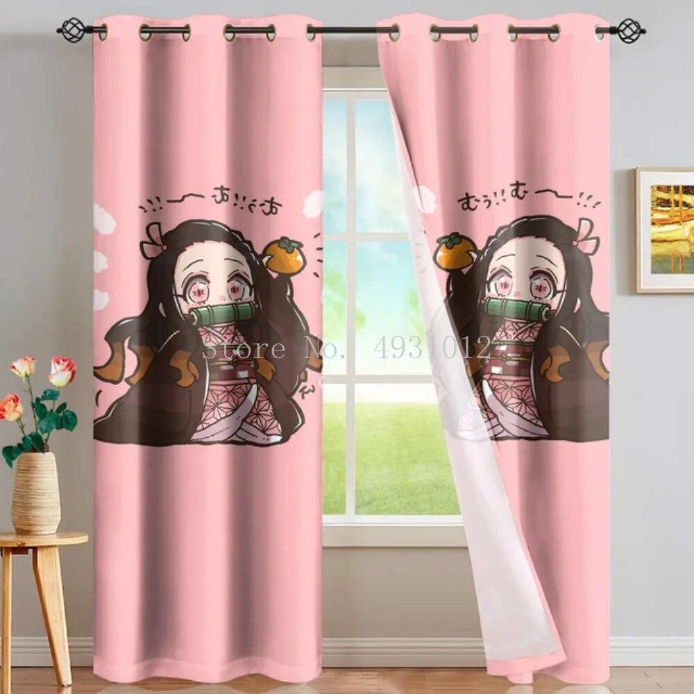Japan Anime Print Anime Gardiner För Fönster Behandling Draperier Fönster Gardin För Vardagsrum Sovrum Persienner Barnrum Heminredning