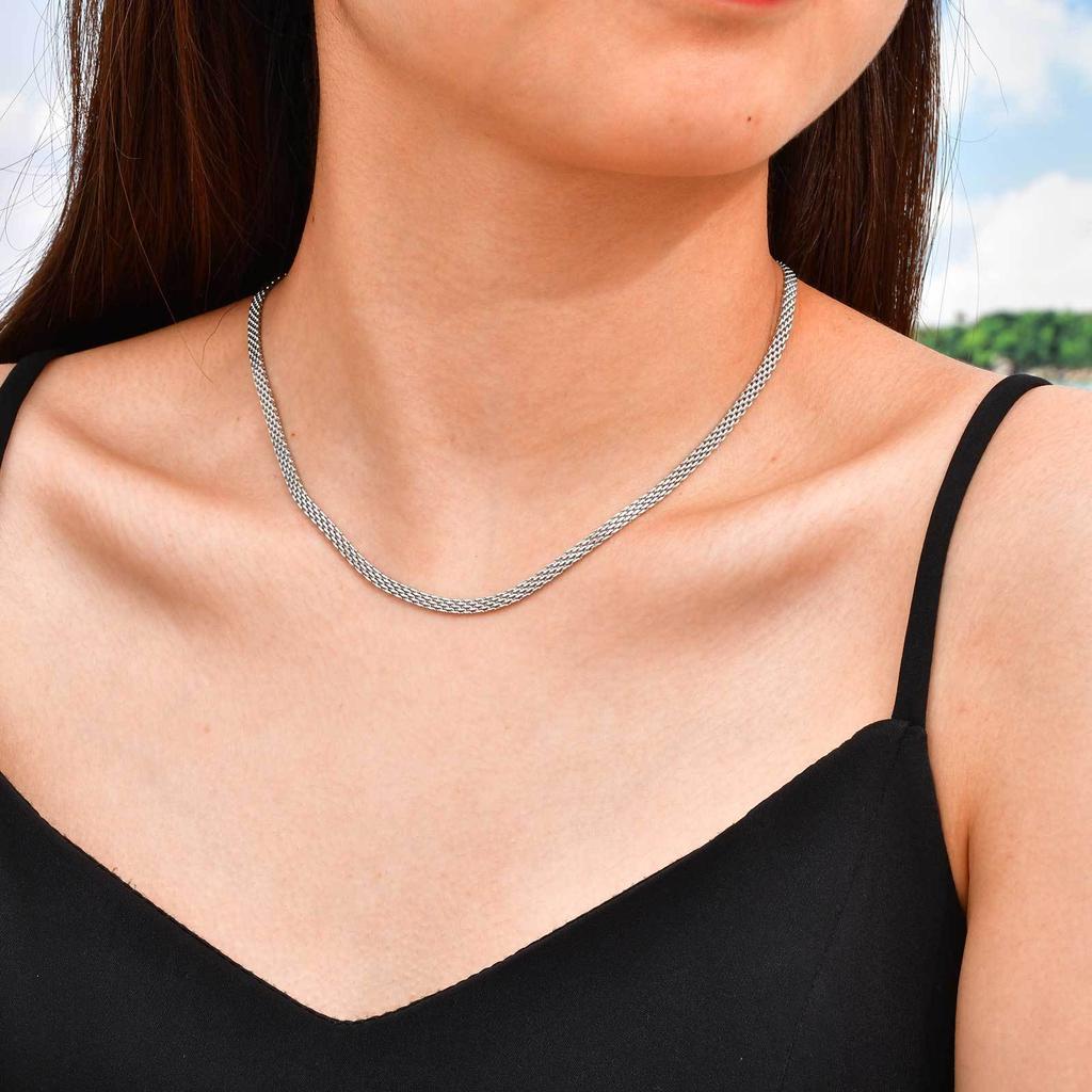Stainless Steel Plated 18K Gold All-Light Mesh Necklace 3Mm8Mm Wide, Jewelry Nc-2363