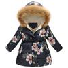 Chaqueta gruesa y cálida con capucha y estampado floral de invierno para bebés y niños pequeños