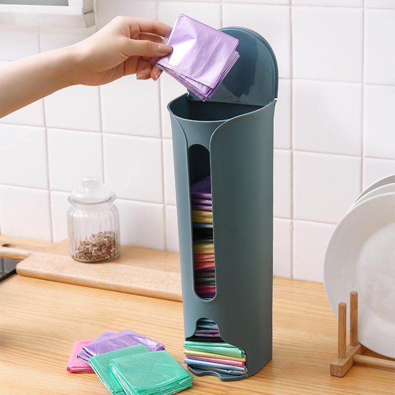 Wall Mounted Trash Bag Storage Box Pull Out Dispenser Simple Kitchen Plastic Bag Organizer Large Capacity Utility Box
