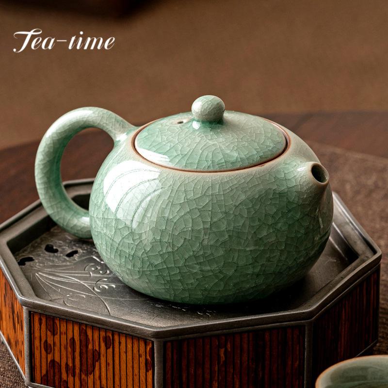 220ml Boutique Ice Flower Ru Kiln Porcelain Xishi Teapot Boutique Pot Cup Set Tea Brewing Kettle Tableware Accessories Ornaments