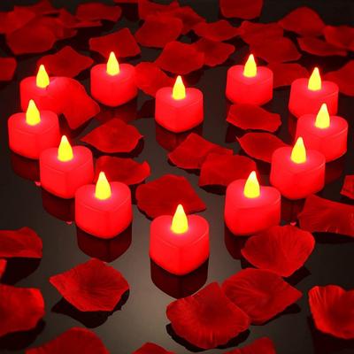 24 Stück Flammenlose herzförmige LED-Kerzen für Zuhause, Weihnachtsfeier, Hochzeitsdekoration, elektronische batteriebetriebene Teelichter